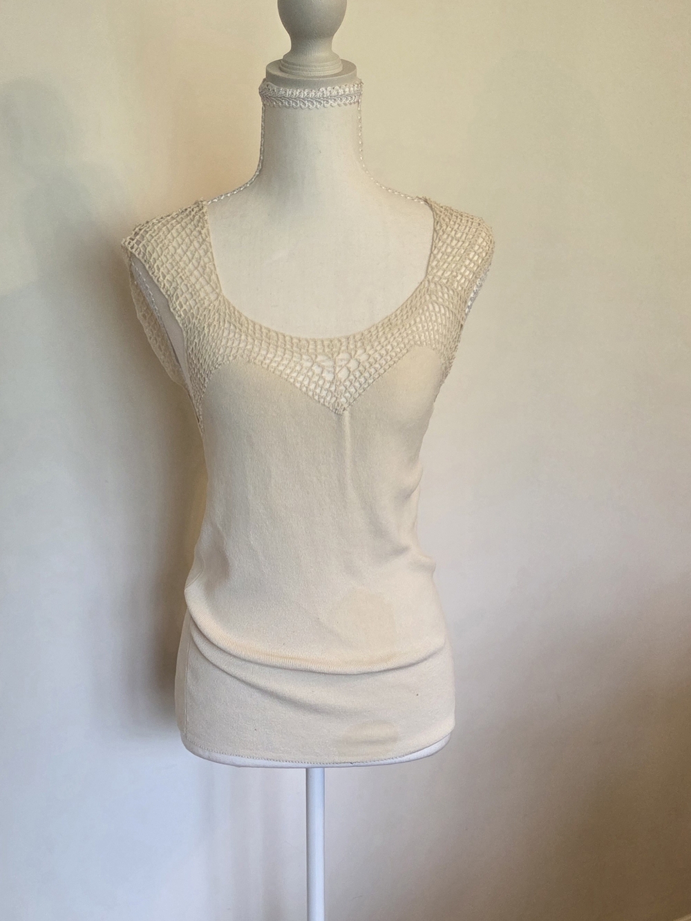 The Limited Cream Crochet Yoke Tank Top